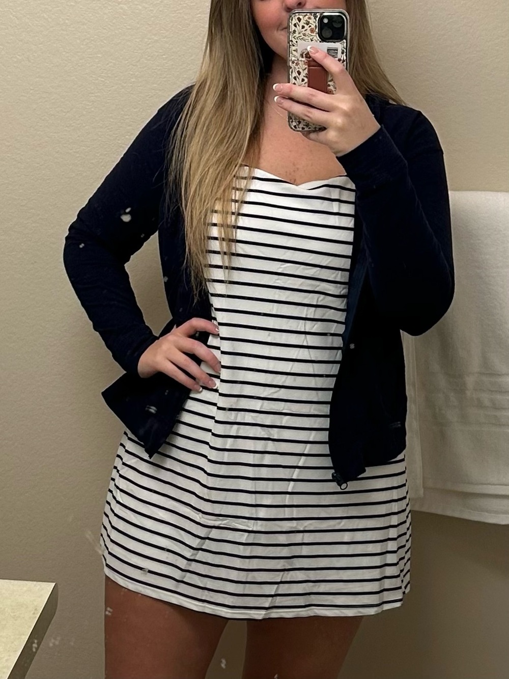 Abercrombie & Fitch Navy and White Striped Mini Dress